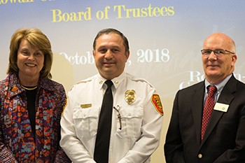 Salisbury Fire Chief with Dr. Spalding at Board meeting